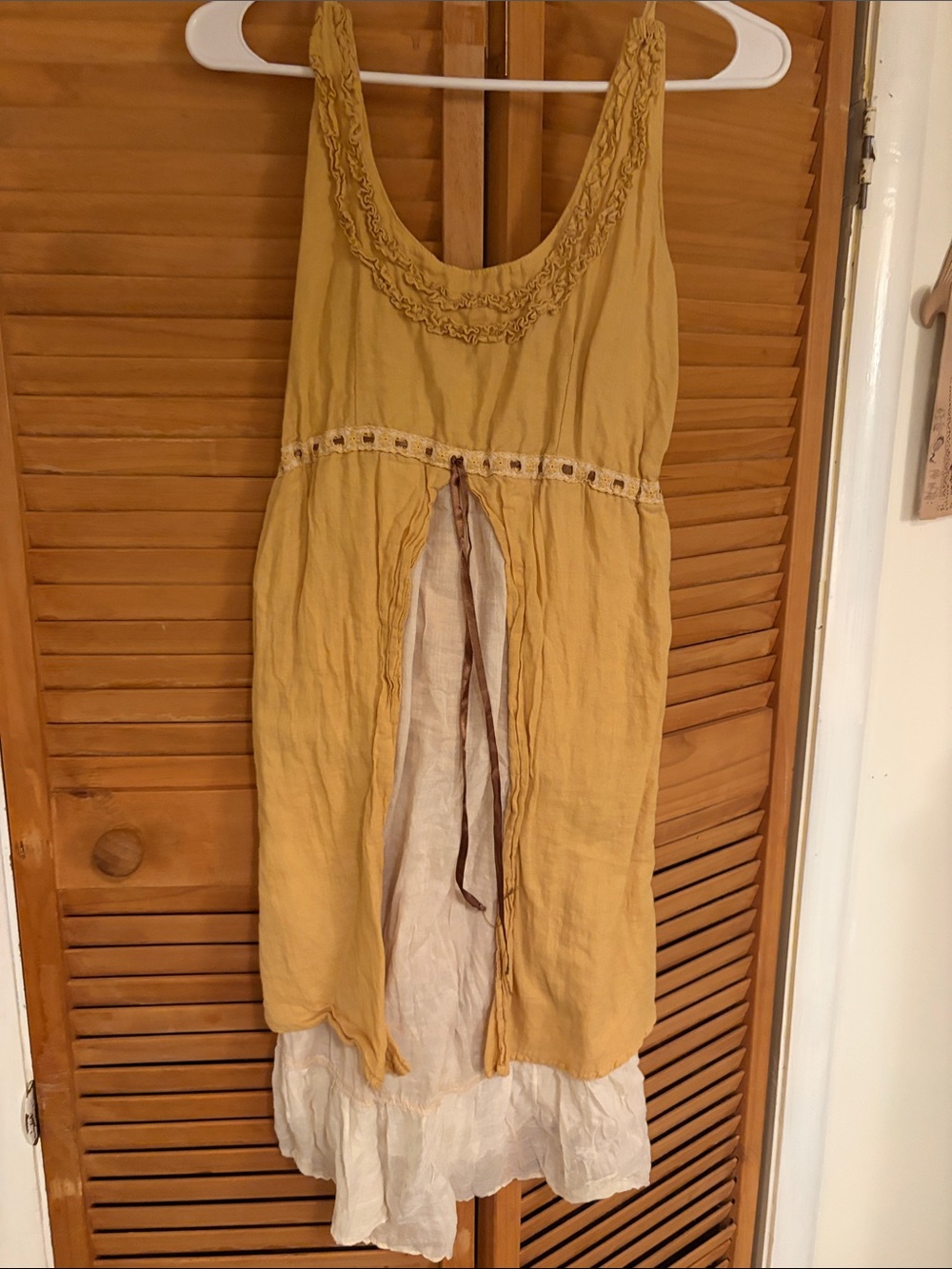 Mustard Yellow Layered Sundress with White Slip